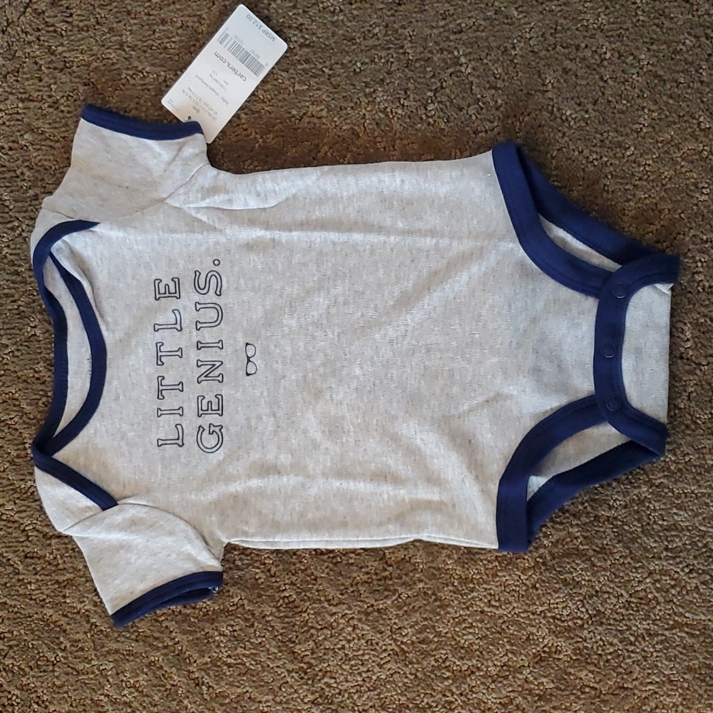 Baby Boys Girls Carter's "Little Genius" Bodysuit Creeper Size 6 mo 24 mo NWT